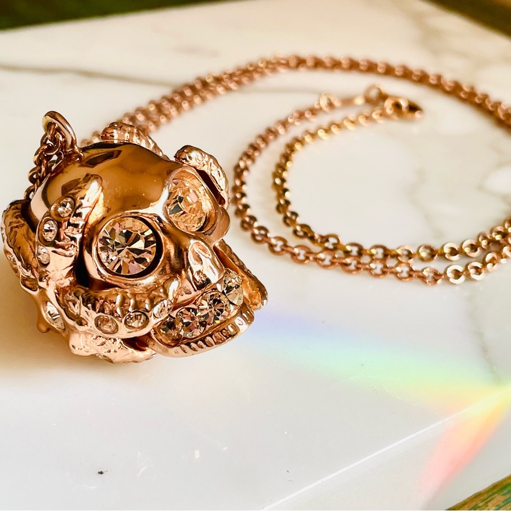 Alexander McQueen *RARE  Rose Gold Skull Necklace